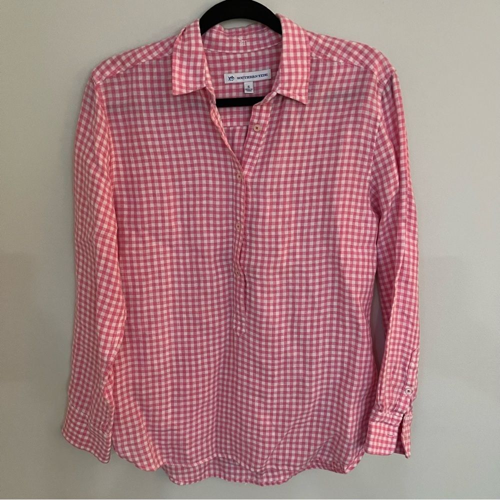 Southern Tide Gameday Intercoastal Hadley Popover Shirt. Linen Size S
